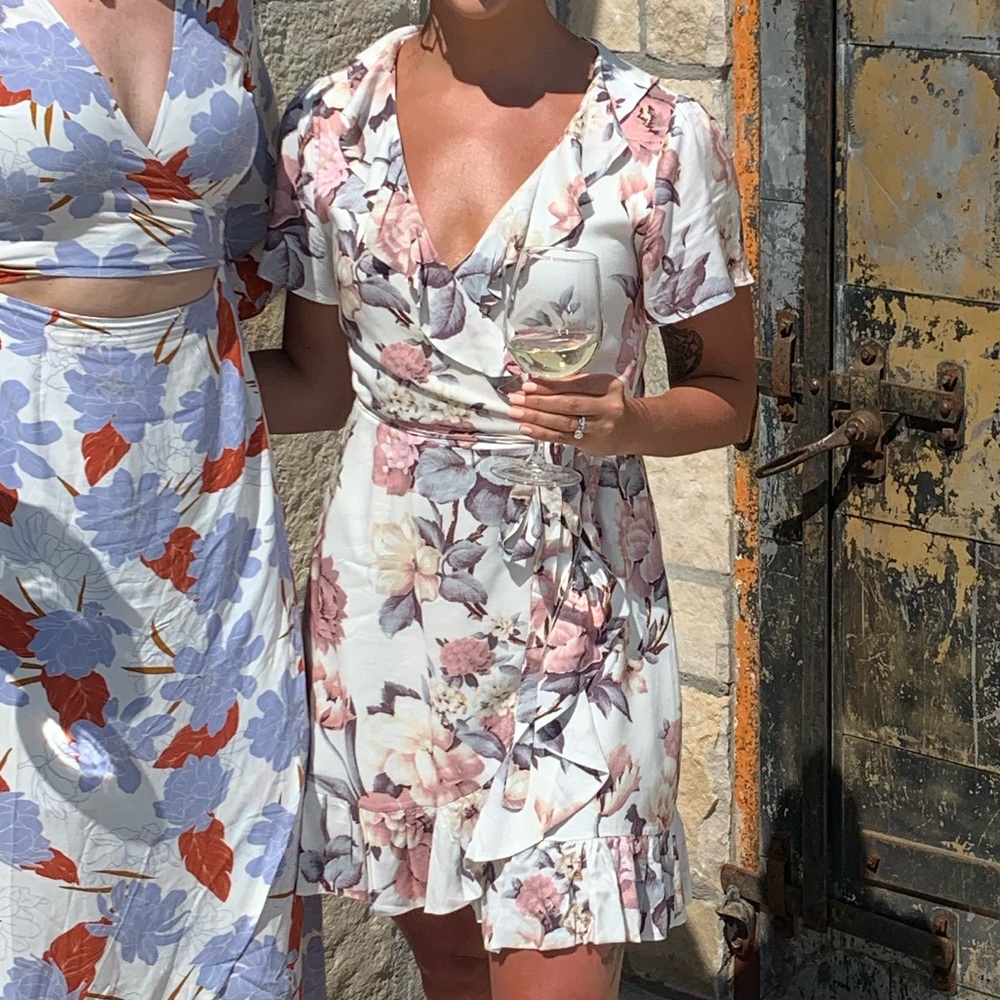 Paige Floral Ruffle Mini Wrap Dress